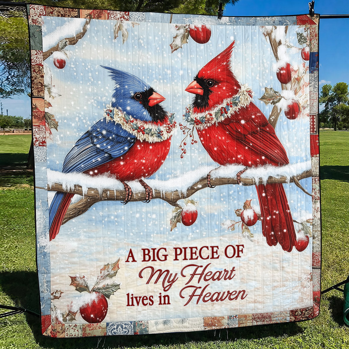 A Big Piece Of My Heart Lives In Heaven Art Quilt Hanging NCU0TL1052
