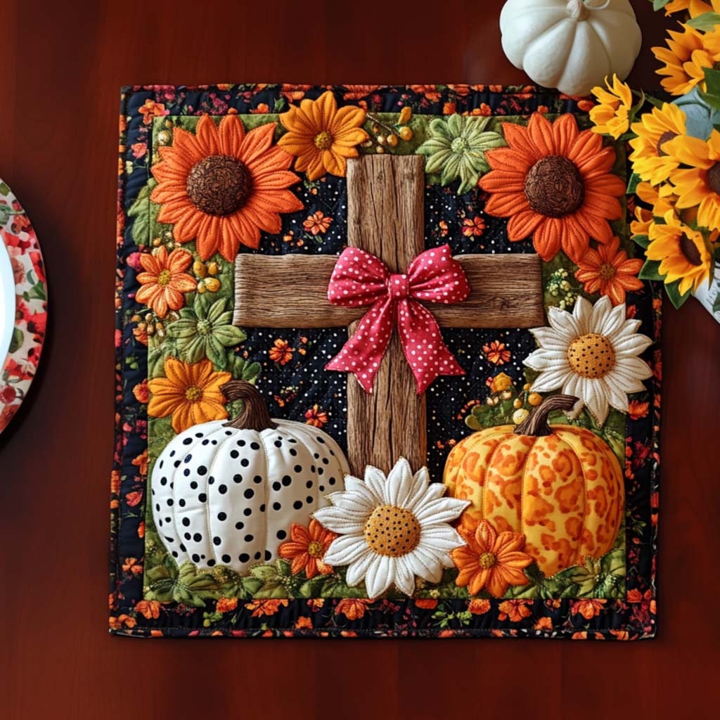 Abundant Cross Blessings Quilted Table Topper NCU0NNT1438