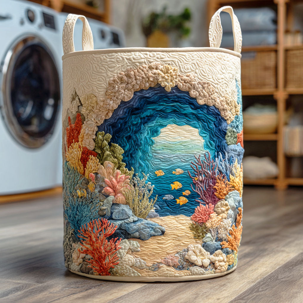 Abyssal Coral Cave Quilted Laundry Basket NCU0NTD521