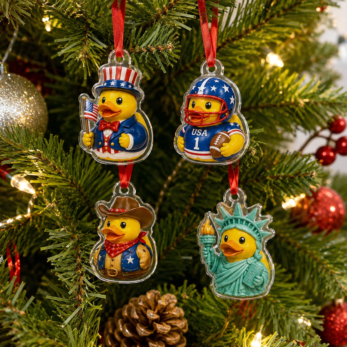 β CHRISTMAS KICKOFF 40% OFF π - American Patriotic Rubber Duck Advent Calendar 2026 - 24-Day Festive Countdown, Acrylic Charms Blind Box - Gift For Family & Friends