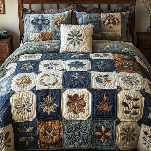 Floral Patchwork 3-Piece Quilted Bedding Set NCU0VT001