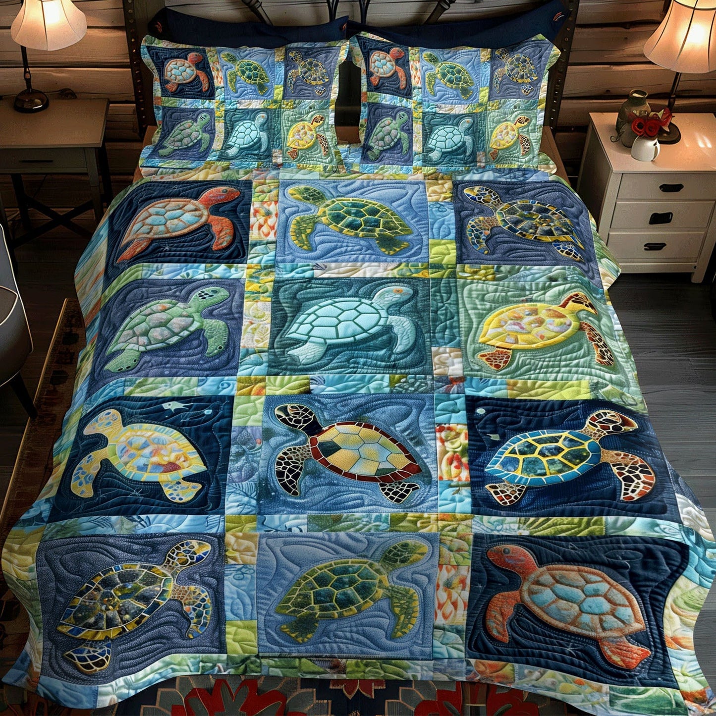 Aqua Adventure 3-Piece Quilted Bedding Set NCU0TL760