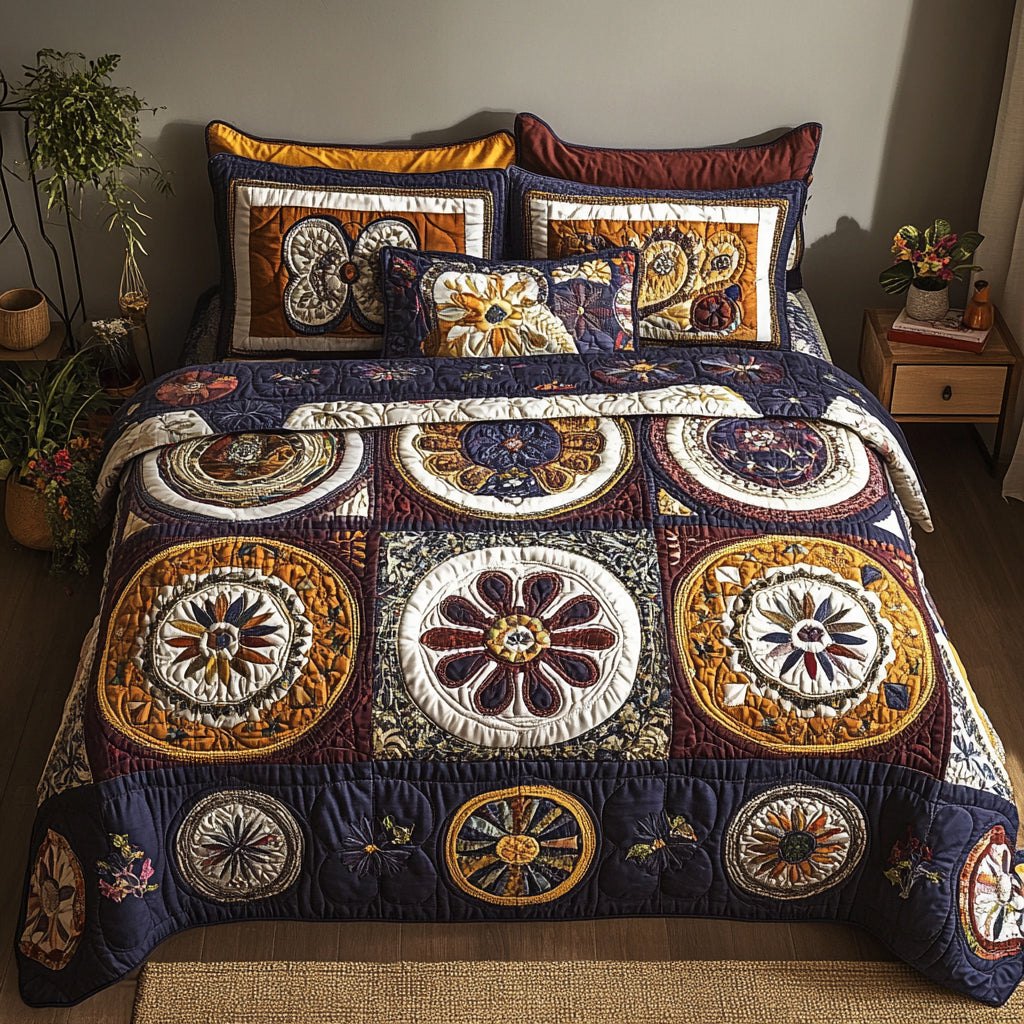 Floral Patchwork 3-Piece Quilted Bedding Set NCU0VT001