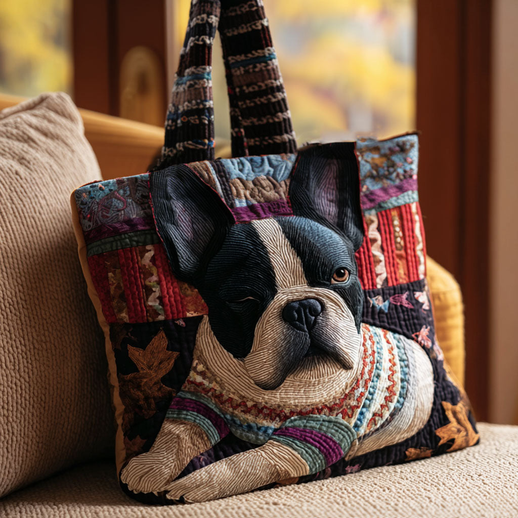 Frenchie Mood Tote Quilted Tote Bag NCU0PTT2040