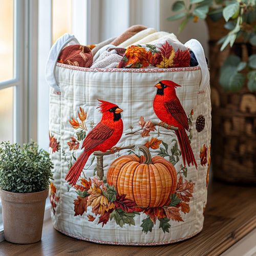 Autumn Cardinal Glow Quilted Laundry Basket NCU0DV818