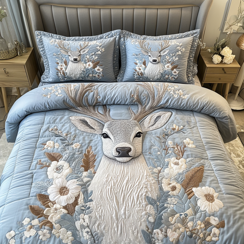 Autumn Deer 3-Piece Quilted Bedding Set NCU0PVL062