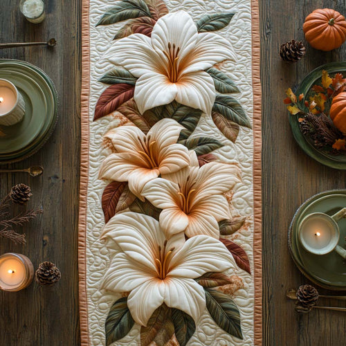 Autumn Lilies Quilted Table Runner NCU0NXD281