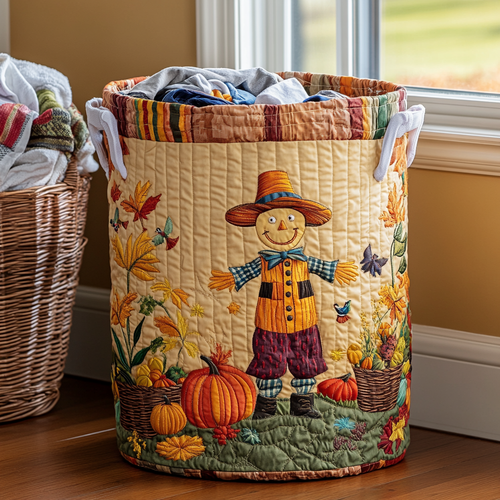 Autumn Scarecrow Quilted Laundry Basket NCU0DDK656