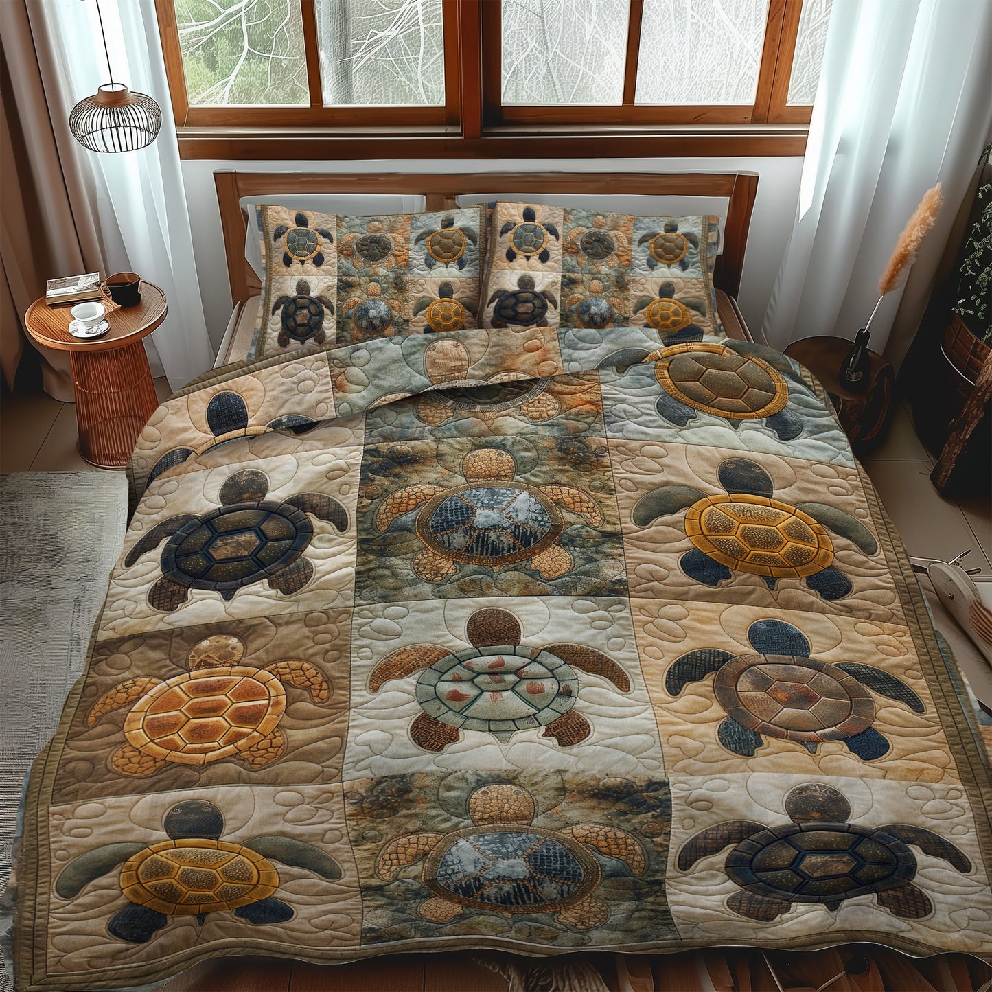 Azure Turtle Cove 3-Piece Quilted Bedding Set NCU0TL481