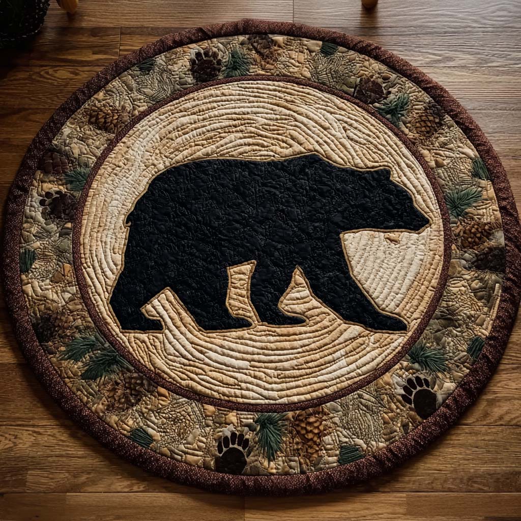 Bear Silhouette Quilted Round Mat NCU0NNT2093
