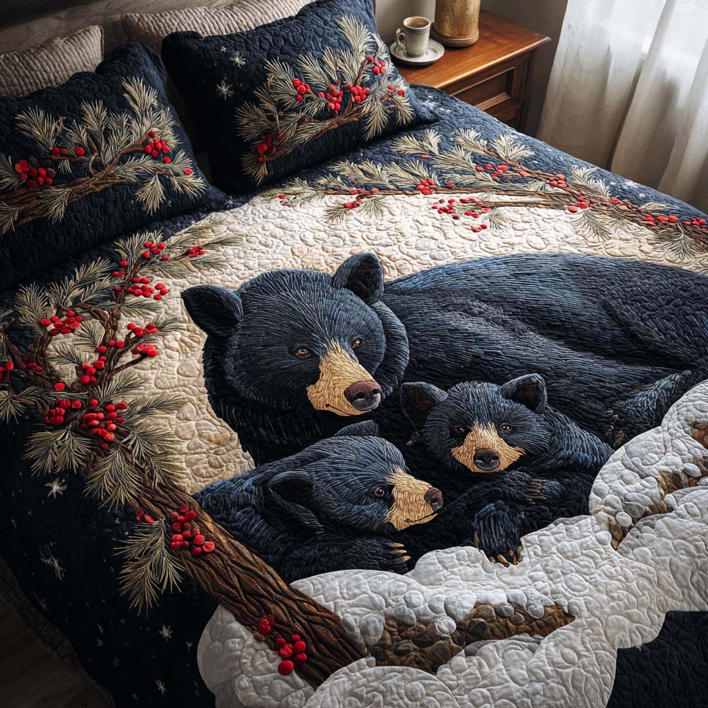 Bear Warmth 3-Piece Quilted Bedding Set NCU0NNT1947