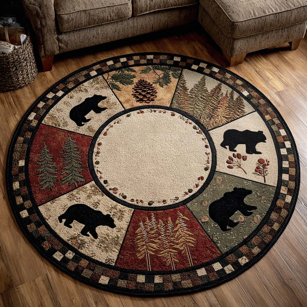 Bear Woods Quilted Round Mat NCU0NNT1794