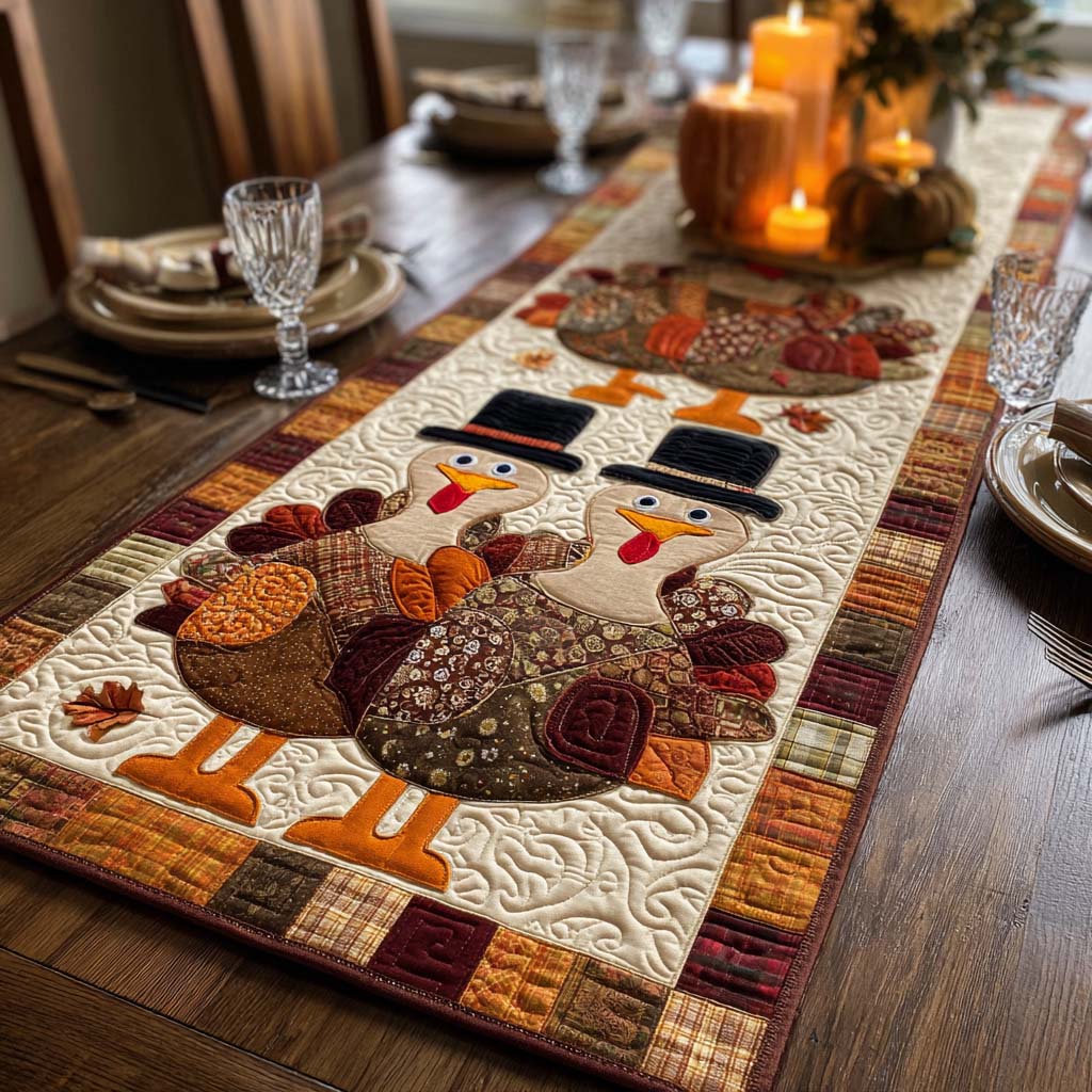 Maple Grove Turkey Quilted Table Runner NCU0DV1073 main image 0