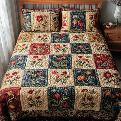 Blossom Field 3-Piece Quilted Bedding Set NCU0DDK455