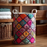 Boho Patchwork Vibes Quilted Laundry Basket NCU0NXD194