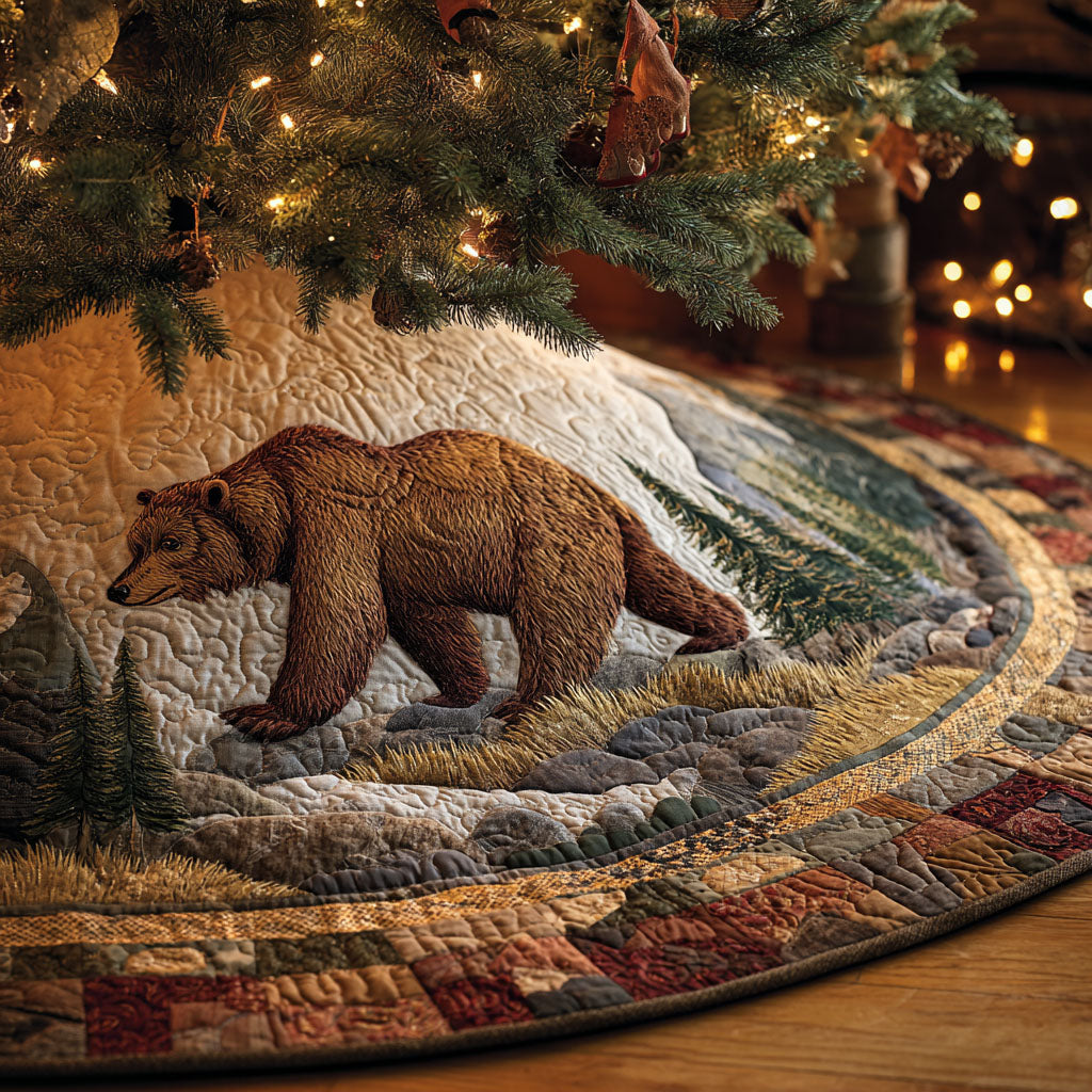 Brown Majesty Christmas Quilted Tree Skirt NCU0NTV359