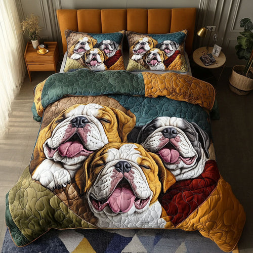 Bulldog Dreaming 3-Piece Quilted Bedding Set NCU0PTT431