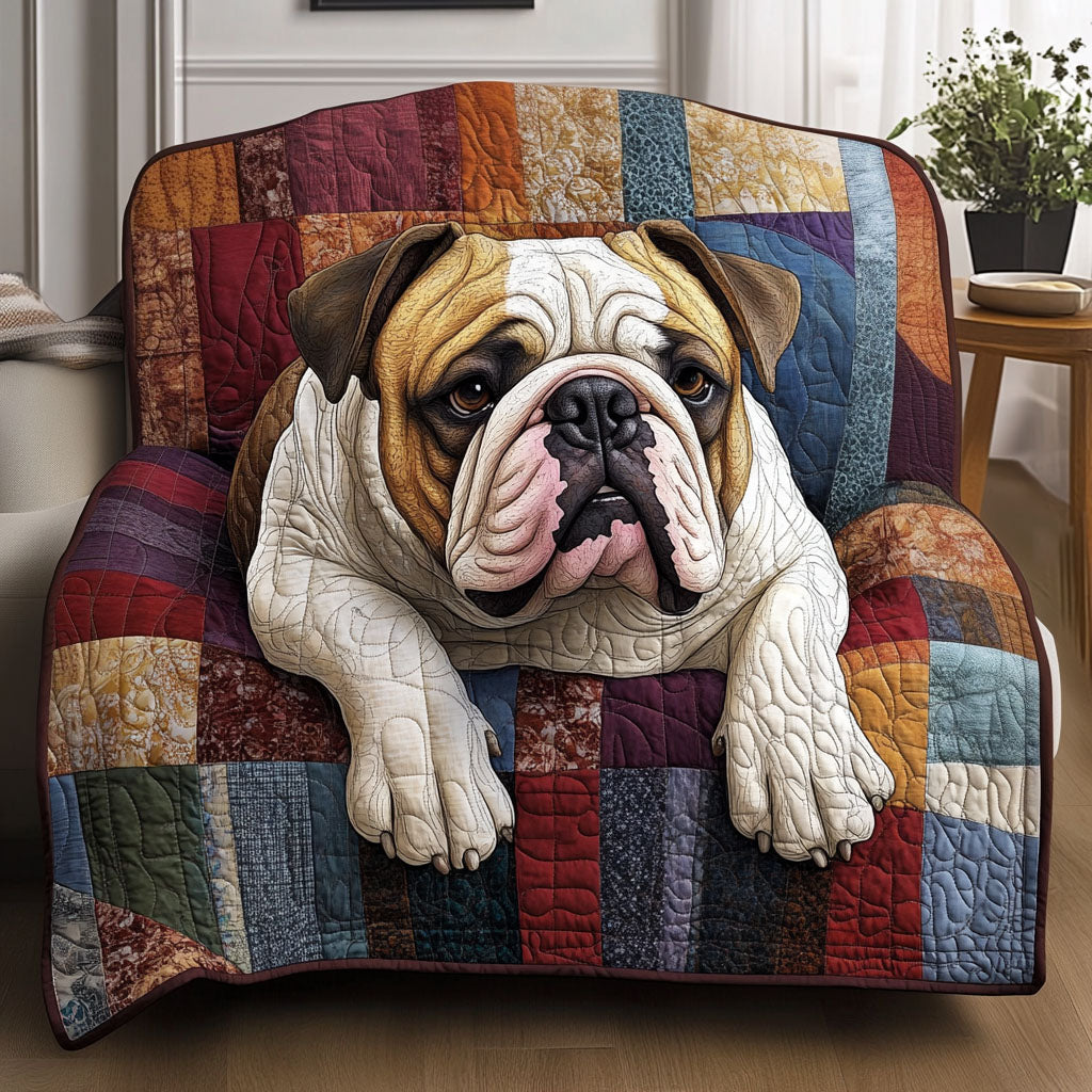 Loyal Paws Bulldog Quilted Blanket NCU0PTT2656