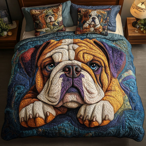 Bulldog Love Hug 3-Piece Quited Bedding Set NCU0NNT826