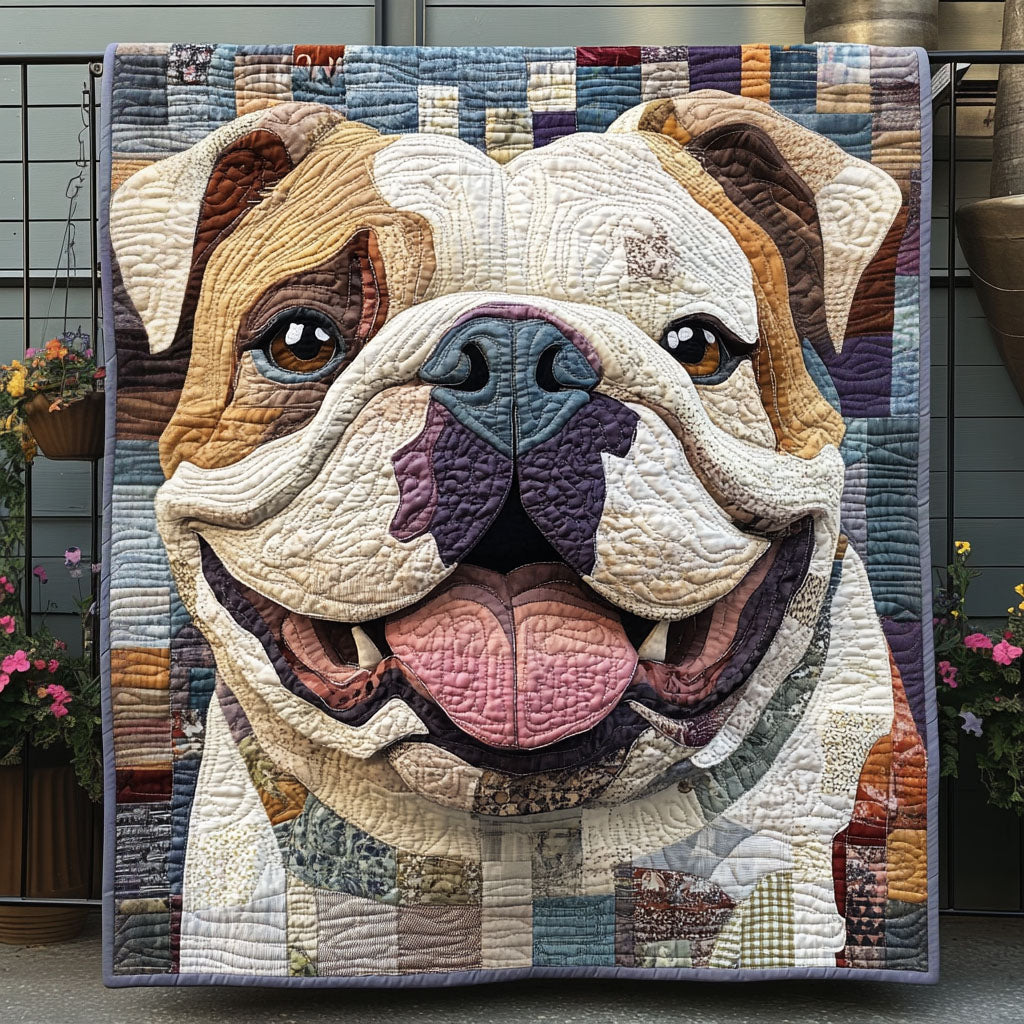 Wrinkled Charm Bulldog Quilted Blanket NCU0PTT2660