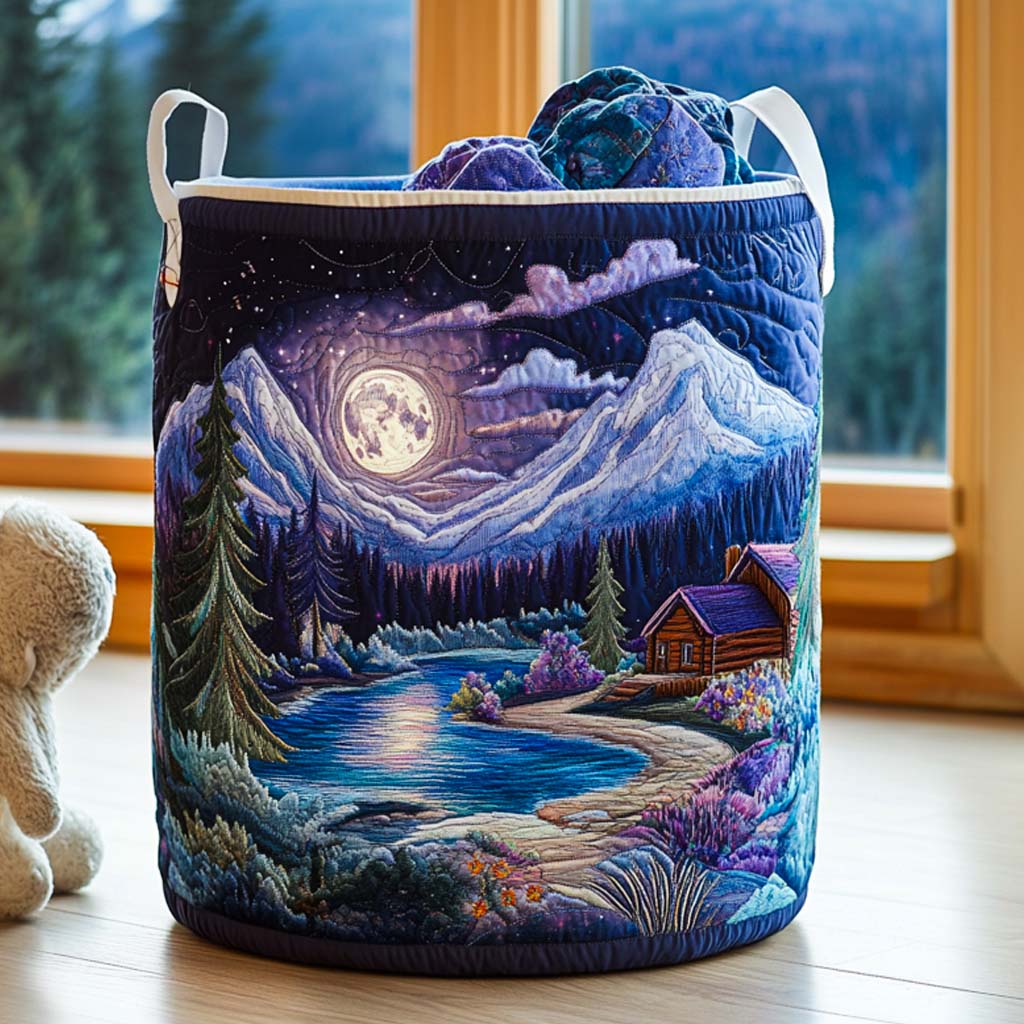 Blue Frosted Cabin Quilted Laundry Basket NCU0HTT040