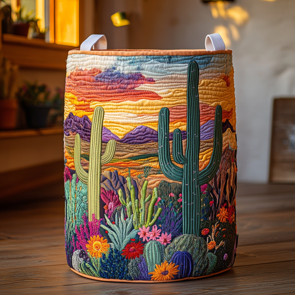 Cactus Sunset Quilted Laundry Basket NCU0DDK1292 main image 0