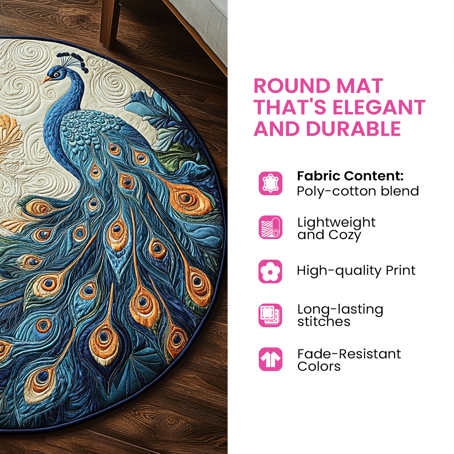 Artistic Horse Quilted Round Mat NCU0PD823