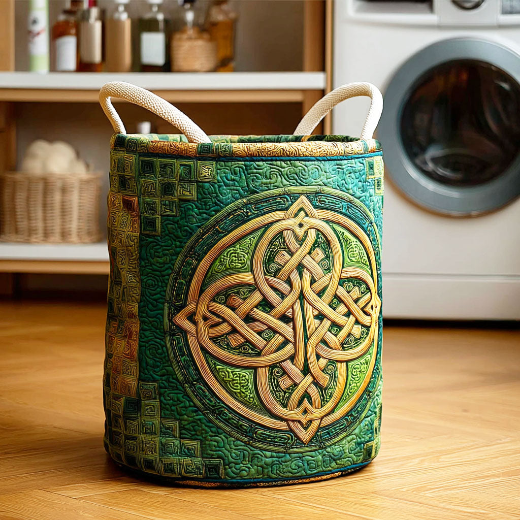 Celtic Clover Charm Quilted Laundry Basket NCU0NXD191 main image 0