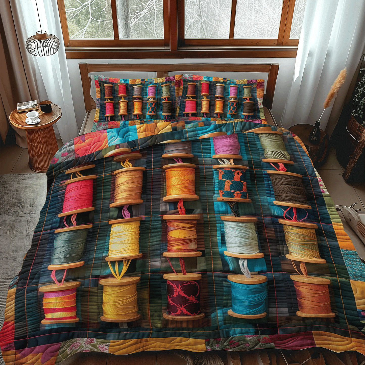 Classic Spools 3-Piece Quilted Bedding Set NCU0TH1301