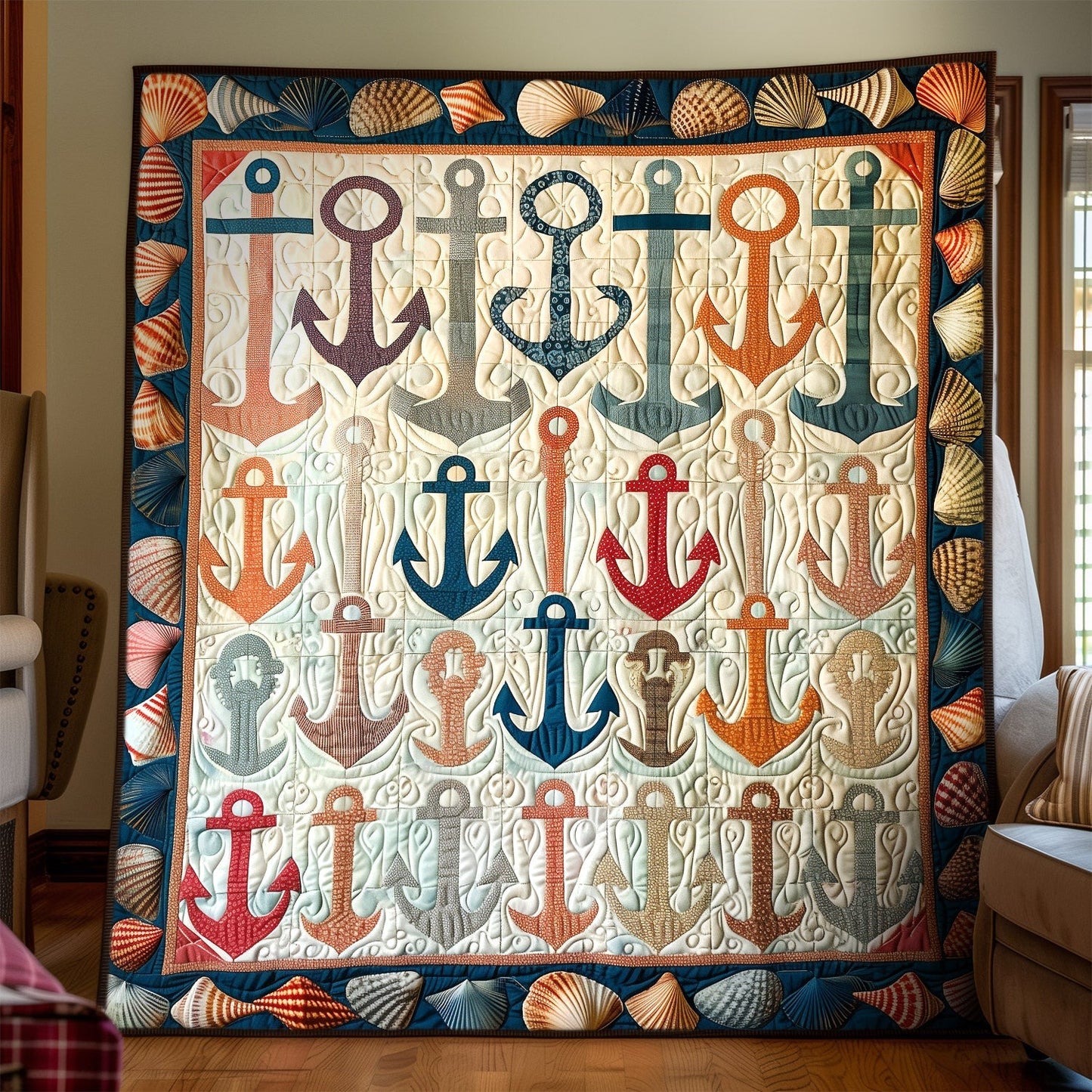 Colorful Anchors Quilted Blanket NCU0TH1314