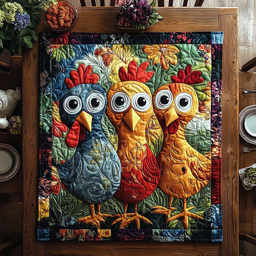 Vintage Cluck Quilted Blanket NCU0TL420