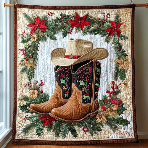 Cowboy Christmas Quilted Blanket NCU0NT2189