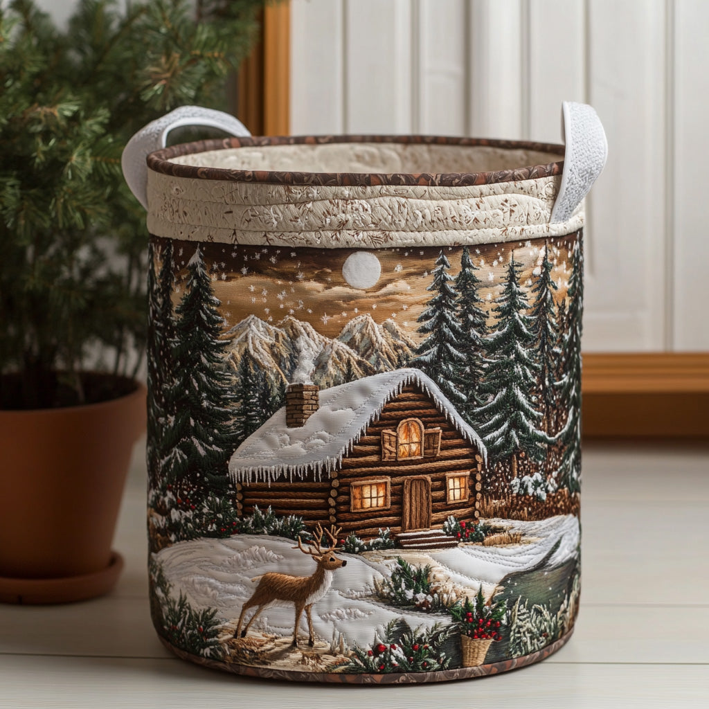 Forest Cabin Haven Quilted Laundry Basket NCU0DV797