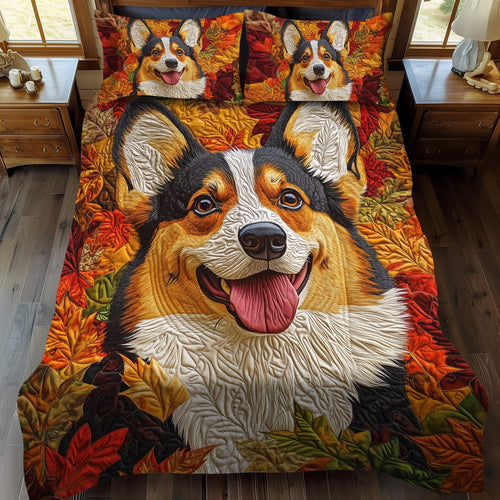 Cozy Corgi 3-Piece Quilted Bedding Set NCU0PT842