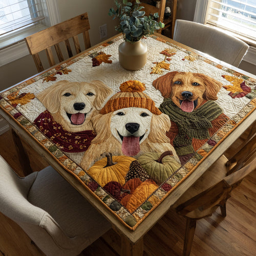 Cozy Golden Retriever Crew Quilted Table Topper NCU0HNH098