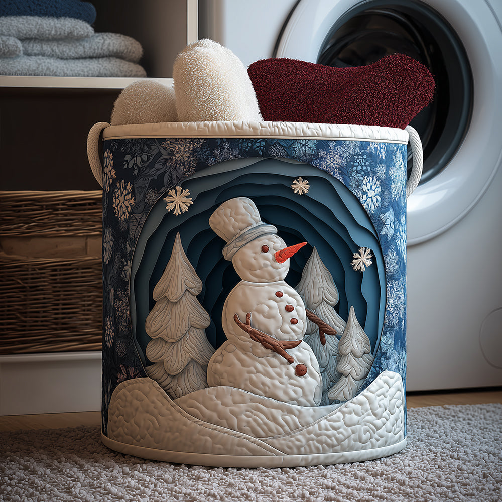 Snowman Birdie Love Quilted Laundry Basket NCU0TH3171