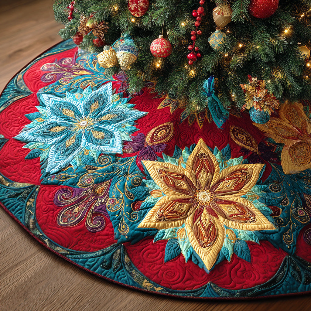 Crystal Flake Dance Christmas Quilted Tree Skirt NCU0NTD745