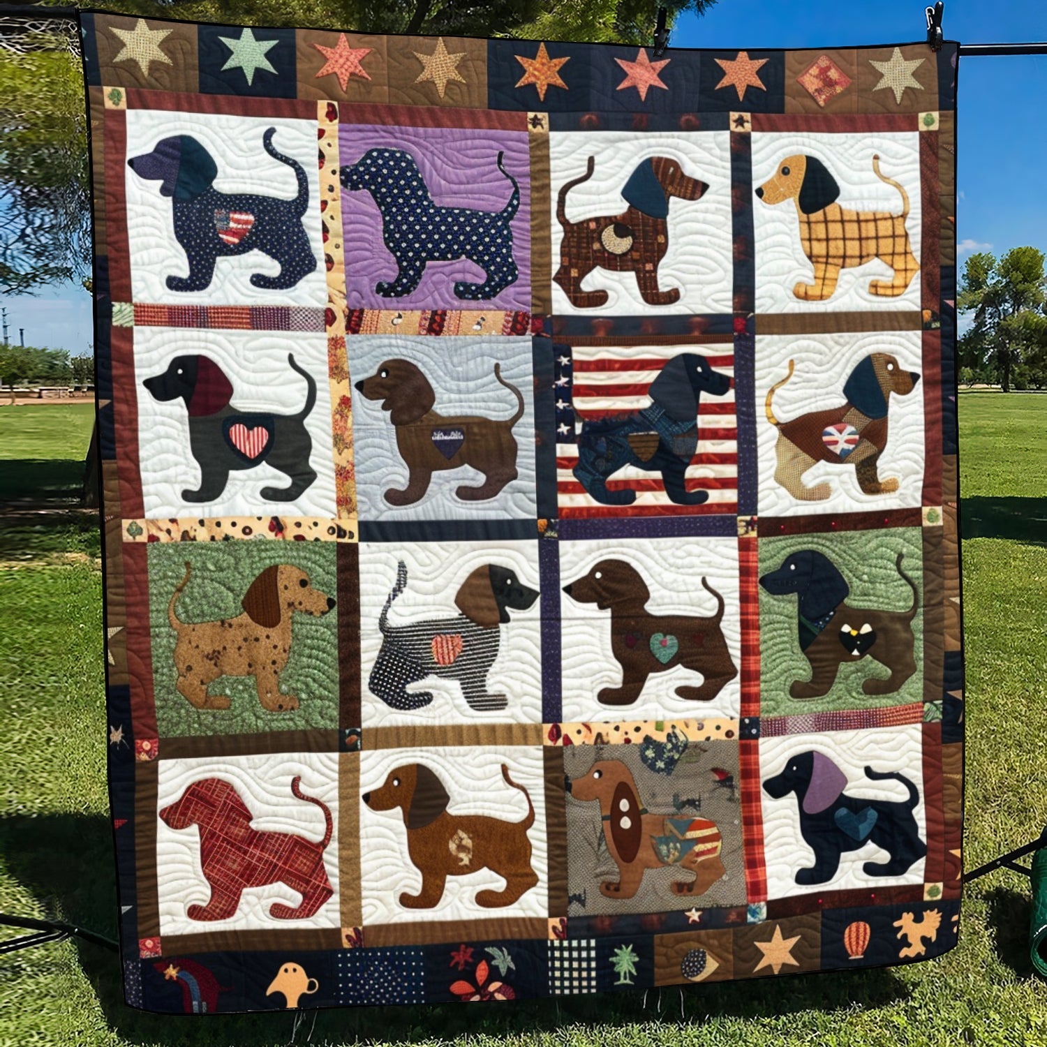 Dachshund Daydreams 3-Piece Quilted Bedding Set NCU0DV059 main image 1
