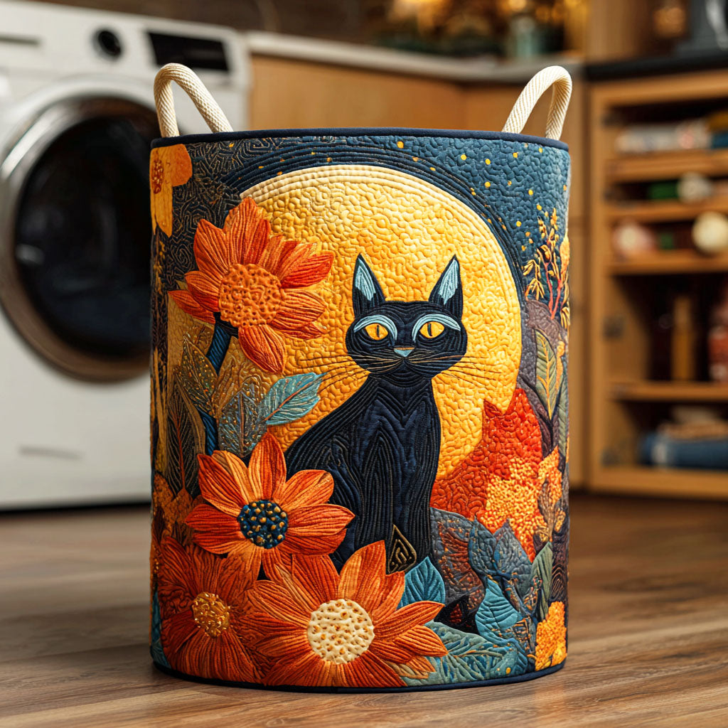 Midnight Petal Paws Quilted Laundry Basket NCU0NXD636 main image 0