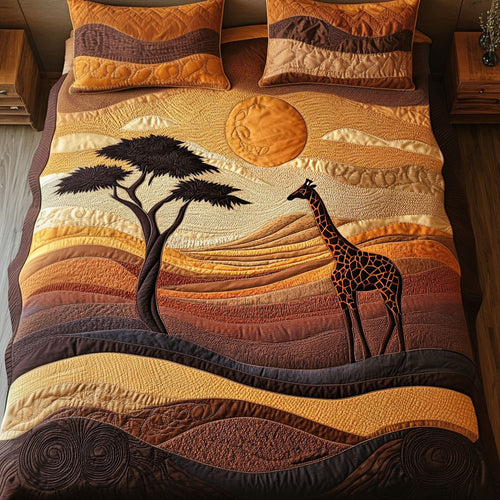 Desert Wanderer Giraffe 3-Piece Quilted Bedding Set NCU0NNT294