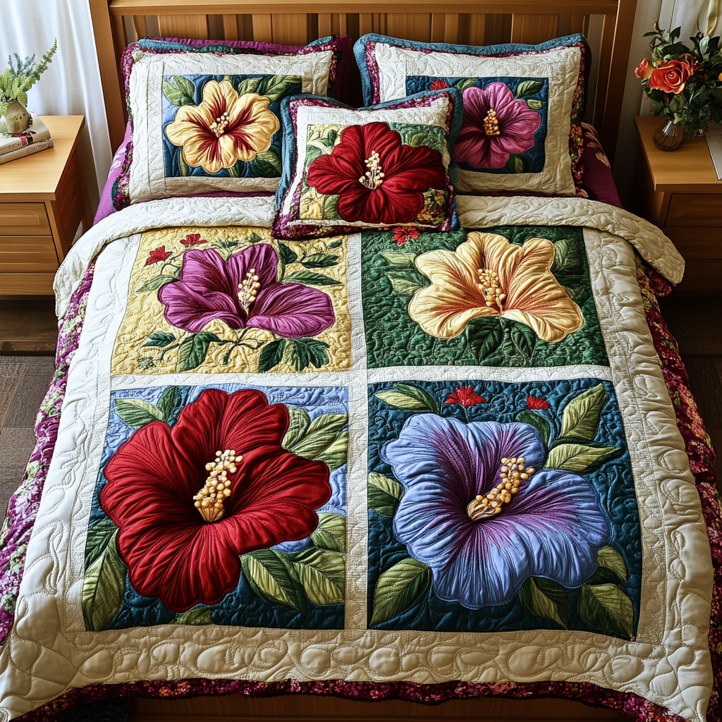 Dream Bloom 3-Piece Quilted Bedding Set NCU0NVH761 – Quiltnest