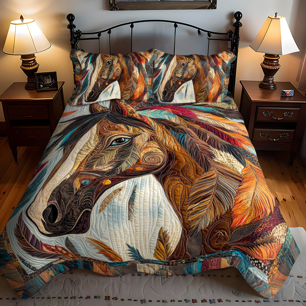 Elegant Horse Running 3-Piece Quilted Bedding Set NCU0PD579