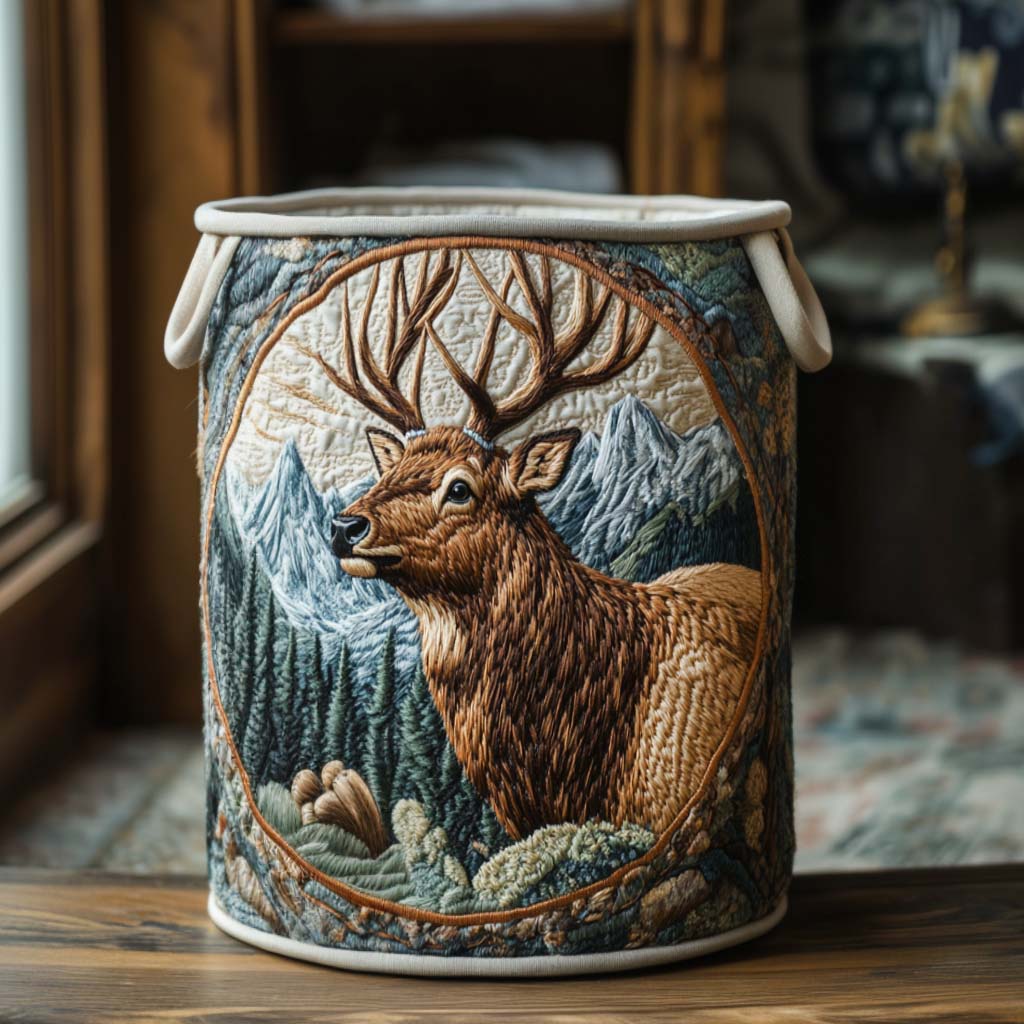 Elk Meadow Glow Quilted Laundry Basket NCU0NNT1426