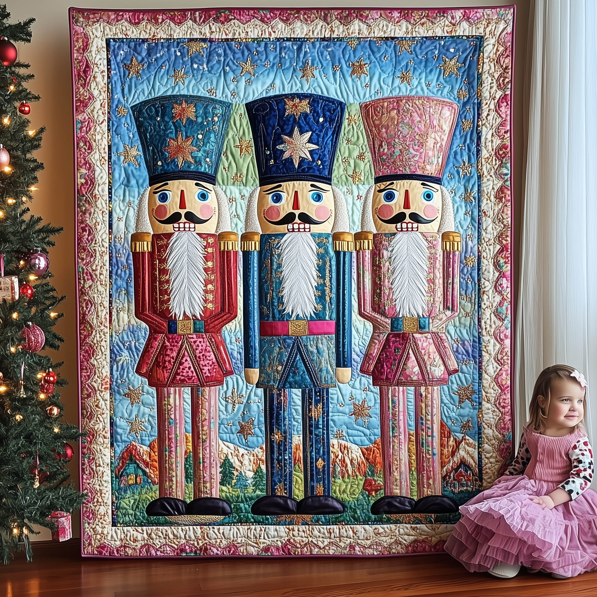 Nutcracker Charm Quilted Table Topper NCU0DDK1127