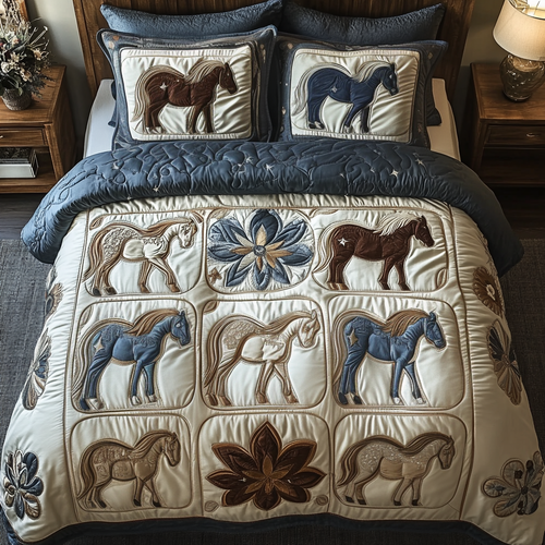 Equestrian Beauty 3-Piece Quilted Bedding Set NCU0NVH231