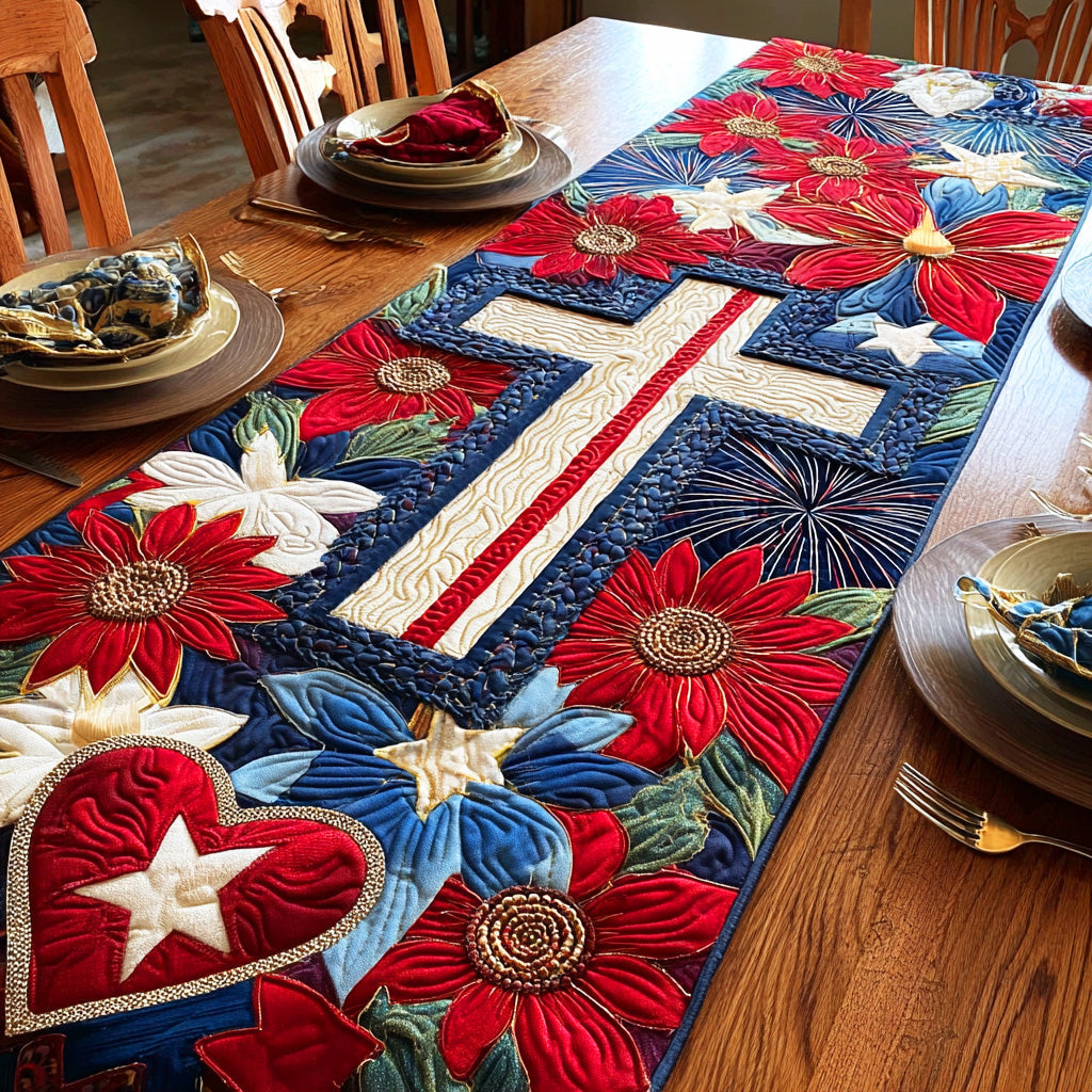 Freedom Mosaic Quilted Table Runner NCU0NTV1047