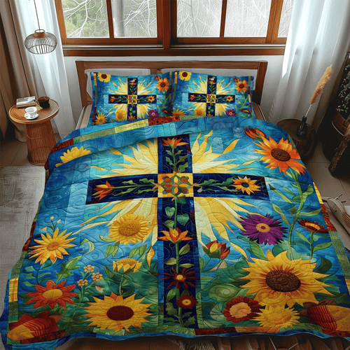 Faithful Blooms 3-Piece Quilted Bedding Set NCU0TH981
