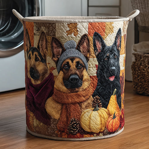 Fall German Shepherds Quilted Laundry Basket NCU0HNH061