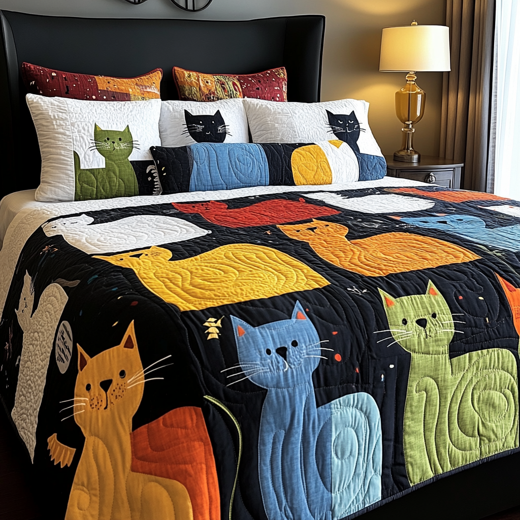 Moonlit Cat Quilted Blanket NCU0VH649 main image 1