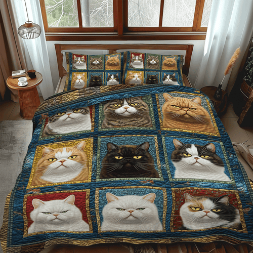 Feline and Fiction 3-Piece Quilted Bedding Set NCU0TL1076